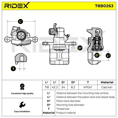 Brake Caliper RIDEX 78B0263 78B0263 - photo 5
