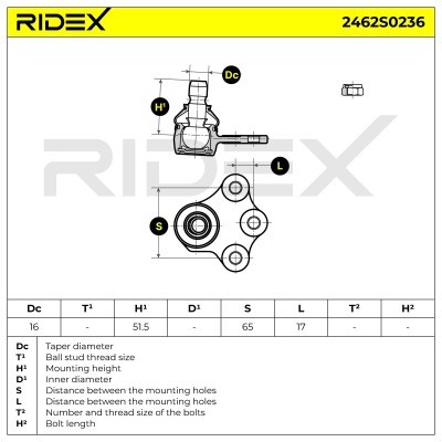 Ball Joint RIDEX 2462S0236 2462S0236 - photo 5
