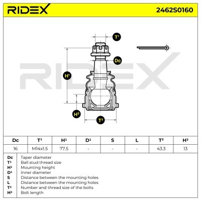 Ball Joint RIDEX 2462S0160 2462S0160 - photo 7