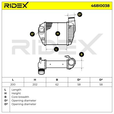 Intercooler, Charger RIDEX 468I0038 468I0038 - photo 5