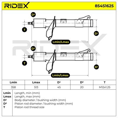 Shock Absorber RIDEX 854S1625 854S1625 - photo 5