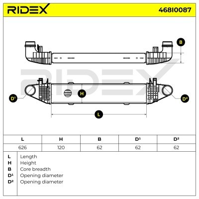 Intercooler, Charger RIDEX 468I0087 468I0087 - photo 7