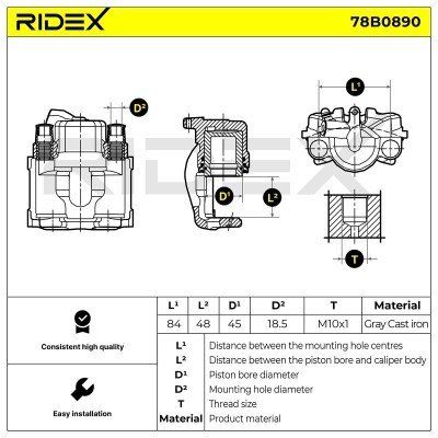 Brake Caliper RIDEX 78B0890 78B0890 - photo 5