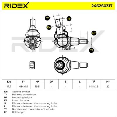 Ball Joint RIDEX 2462S0317 2462S0317 - photo 7