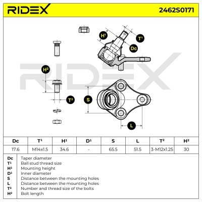 Ball Joint RIDEX 2462S0171 2462S0171 - photo 4
