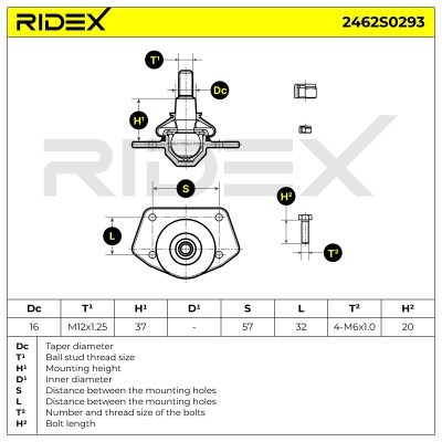 Ball Joint RIDEX 2462S0293 2462S0293 - photo 9