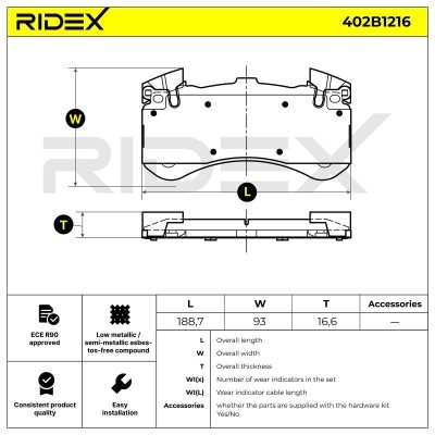 Brake Pads Set RIDEX 402B1216 402B1216 - photo 7