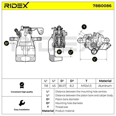 Brake Caliper RIDEX 78B0086 78B0086 - photo 5