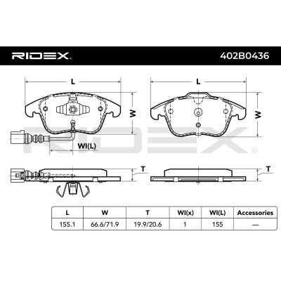 Brake Pads Set RIDEX 402B0436 402B0436 - photo 3