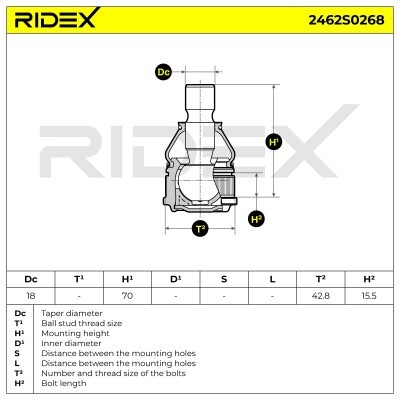 Ball Joint RIDEX 2462S0268 2462S0268 - photo 5
