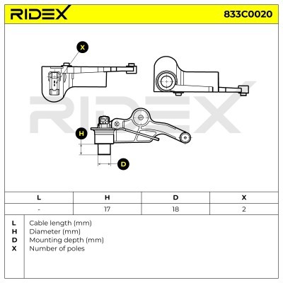 Crankshaft Pulse Sensor RIDEX 833C0020 833C0020 - photo 3