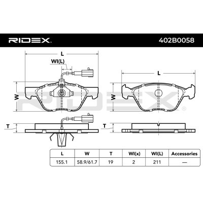 Brake Pads Set RIDEX 402B0058 402B0058 - photo 3