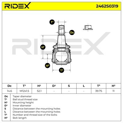 Ball Joint RIDEX 2462S0319 2462S0319 - photo 8