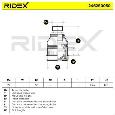 Ball Joint RIDEX 2462S0050 2462S0050 - photo 6