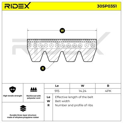 V-Ribbed Belt RIDEX 305P0351 305P0351 - photo 4