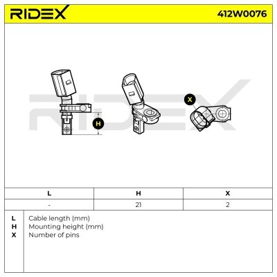 ABS Sensor RIDEX 412W0076 412W0076 - photo 3