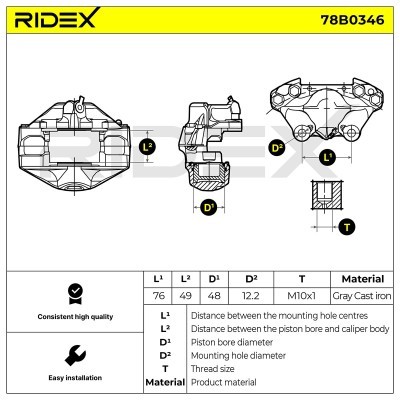 Brake Caliper RIDEX 78B0346 78B0346 - photo 7