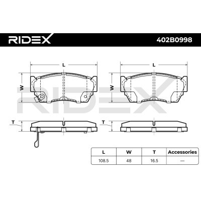 Brake Pads Set RIDEX 402B0998 402B0998 - photo 11