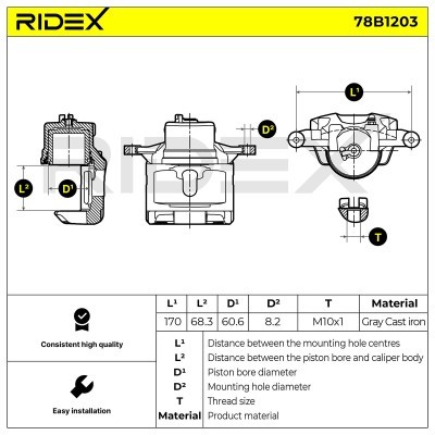 Brake Caliper RIDEX 78B1203 78B1203 - photo 6