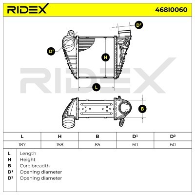Intercooler, Charger RIDEX 468I0060 468I0060 - photo 6