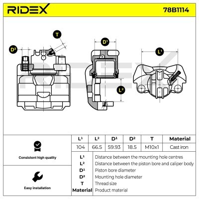 Brake Caliper RIDEX 78B1114 78B1114 - photo 6
