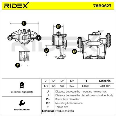 Brake Caliper RIDEX 78B0627 78B0627 - photo 6