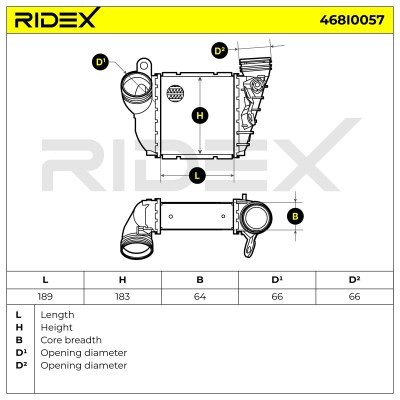 Intercooler, Charger RIDEX 468I0057 468I0057 - photo 6