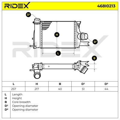Intercooler, Charger RIDEX 468I0213 468I0213 - photo 6