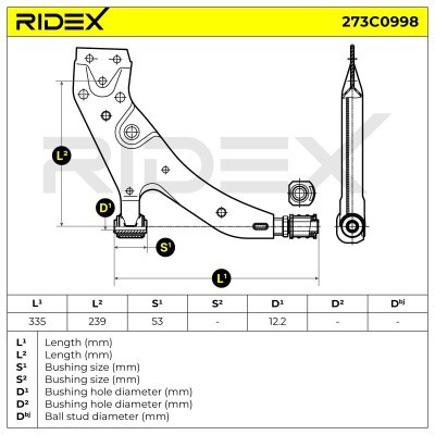 Control Arm RIDEX 273C0998 273C0998 - photo 5