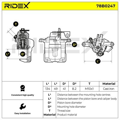 Brake Caliper RIDEX 78B0247 78B0247 - photo 2