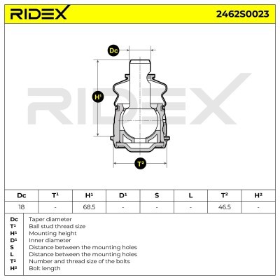 Ball Joint RIDEX 2462S0023 2462S0023 - photo 6