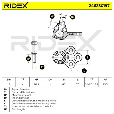 Ball Joint RIDEX 2462S0197 2462S0197 - photo 5