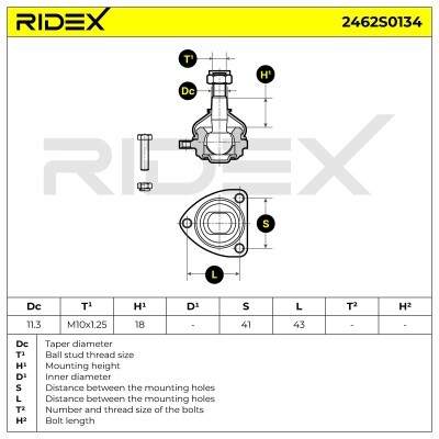 Ball Joint RIDEX 2462S0134 2462S0134 - photo 8