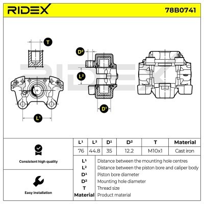 Brake Caliper RIDEX 78B0741 78B0741 - photo 6