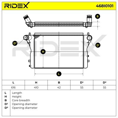 Intercooler, Charger RIDEX 468I0101 468I0101 - photo 6