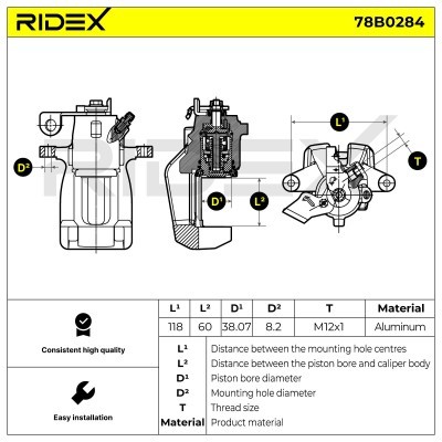Brake Caliper RIDEX 78B0284 78B0284 - photo 3