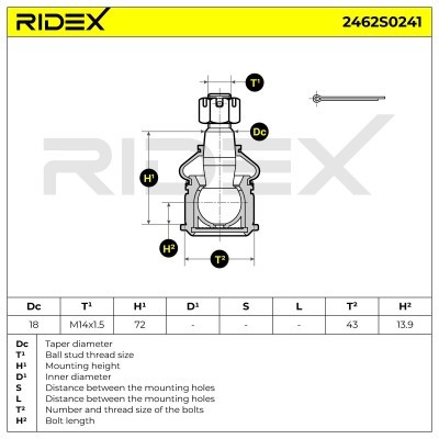 Ball Joint RIDEX 2462S0241 2462S0241 - photo 5