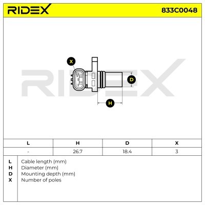 Crankshaft Pulse Sensor RIDEX 833C0048 833C0048 - photo 3