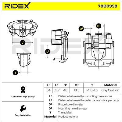 Brake Caliper RIDEX 78B0958 78B0958 - photo 7