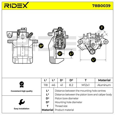 Brake Caliper RIDEX 78B0039 78B0039 - photo 12