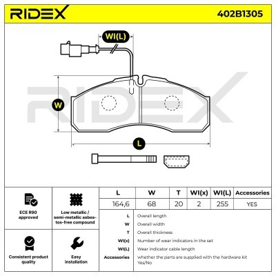 Brake Pads Set RIDEX 402B1305 402B1305 - photo 7