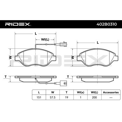 Brake Pads Set RIDEX 402B0310 402B0310 - photo 3