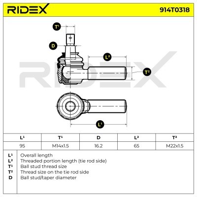 Tie Rod End RIDEX 914T0318 914T0318 - photo 5