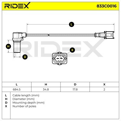 Crankshaft Pulse Sensor RIDEX 833C0016 833C0016 - photo 4