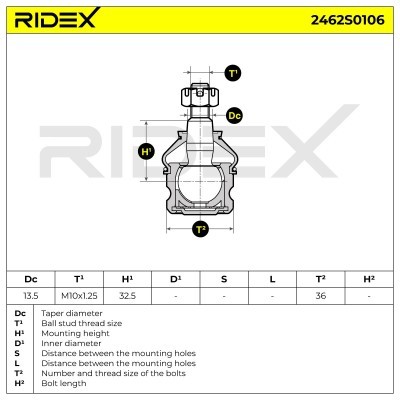 Ball Joint RIDEX 2462S0106 2462S0106 - photo 5