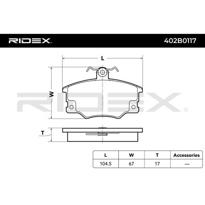 Brake Pads Set RIDEX 402B0117 402B0117 - photo 3