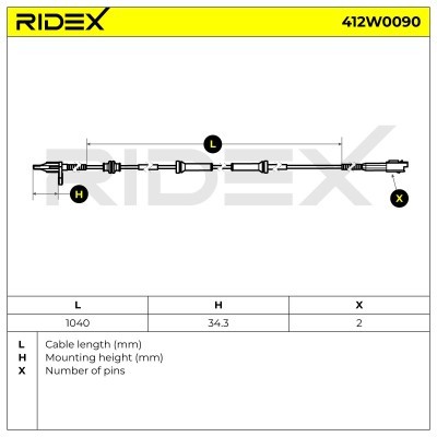 ABS Sensor RIDEX 412W0090 412W0090 - photo 6