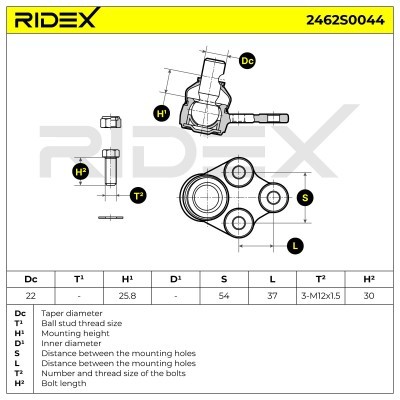 Ball Joint RIDEX 2462S0044 2462S0044 - photo 3