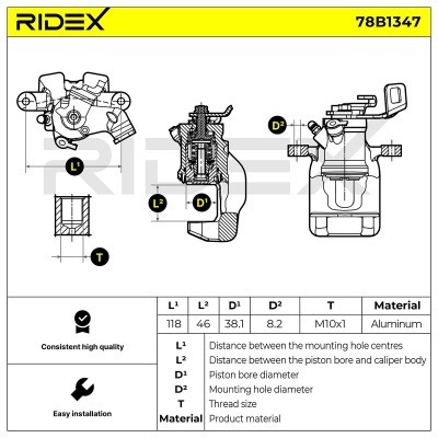 Brake Caliper RIDEX 78B1347 78B1347 - photo 7