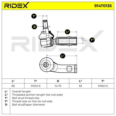 Tie Rod End RIDEX 914T0135 914T0135 - photo 5